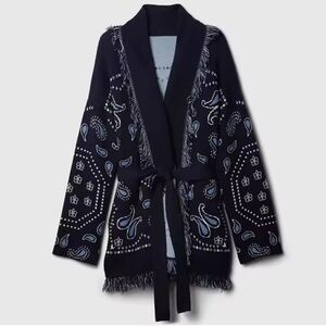 NWOT GAP Navy Blue Bandana print cardigan